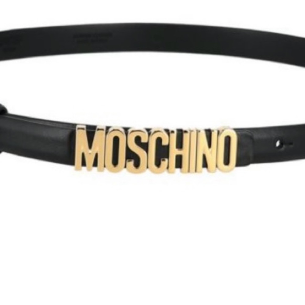 Moschino Black Belt with Gold Logo